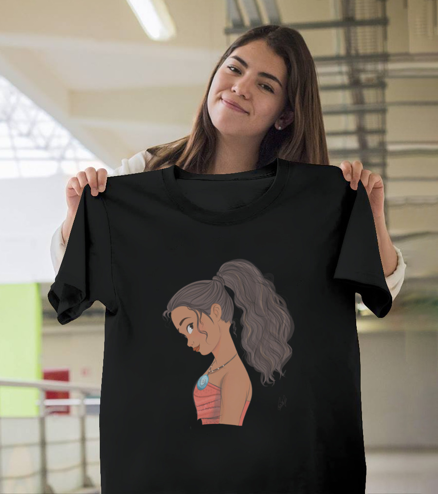 Moana Side Profile Illustration with Ocean Pendant T-Shirt
