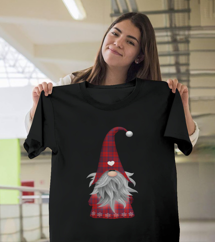 Christmas Elf Gnome Red Plaid Hat Snowflake T-Shirt