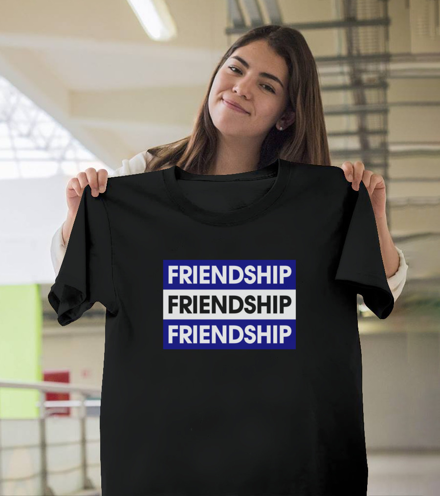 FRIENDSHIP FRIENDSHIP FRIENDSHIP Repeated Blue T-Shirt