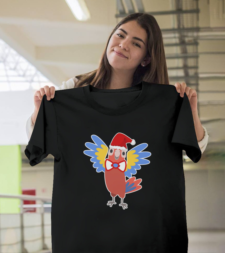 Gr Ender Weihnachtspapagei Mit Fliege Papagei Weihnachten Santa Hat Bow Tie T-Shirt