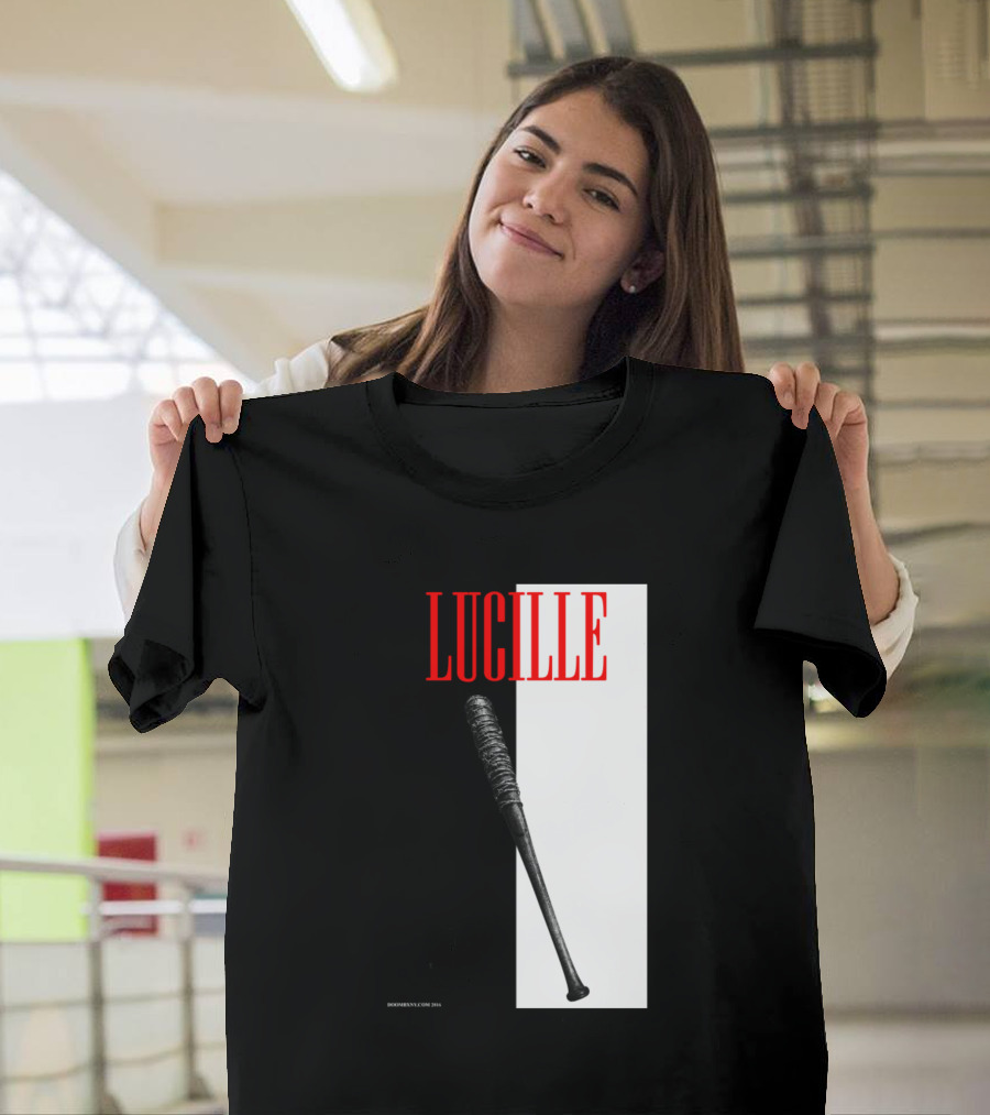 LUCILLE Negan Bat Icon with Black and White Split Background T-Shirt