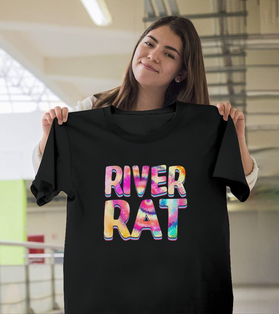 RIVER RAT Tie-Dye Bold Letters T-Shirt