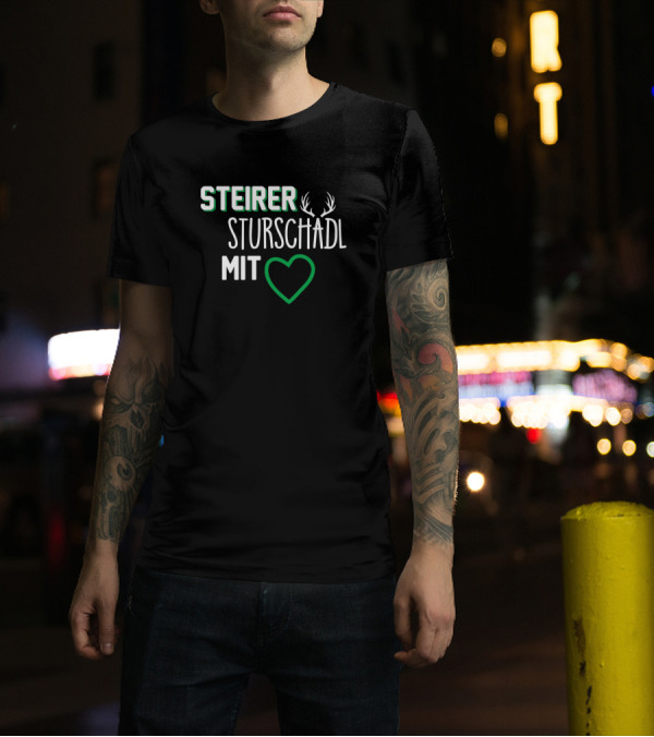 Steirer Sturschädl Mit Herz Styria Antlers Heart T-Shirt