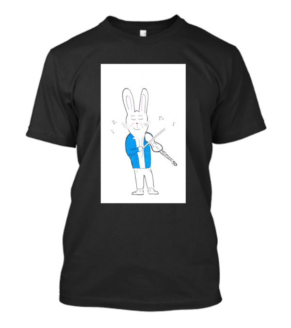 Violin Bunny In Blue Jacket Playing Melody T-Shirt