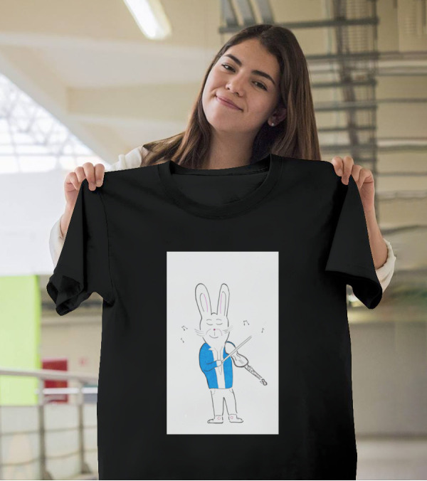 Violin Bunny In Blue Jacket Playing Melody T-Shirt