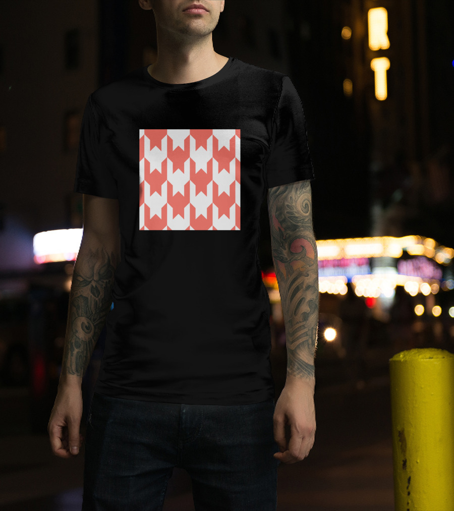 White Coral Geometric Houndstooth T-Shirt