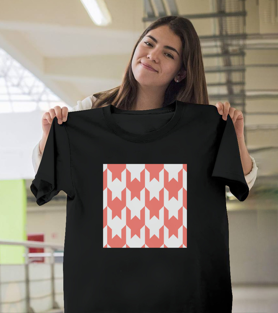 White Coral Geometric Houndstooth T-Shirt
