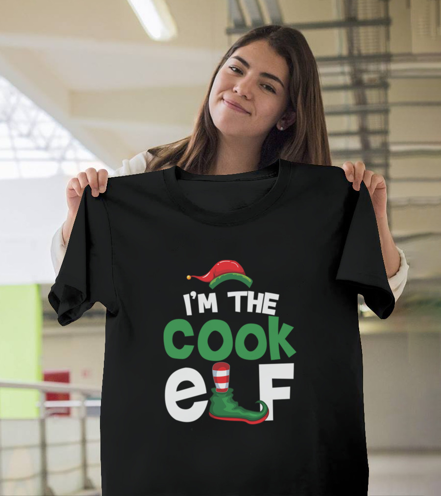 I'm The Cook Elf Red Green Hat Boot Striped Sock T-Shirt