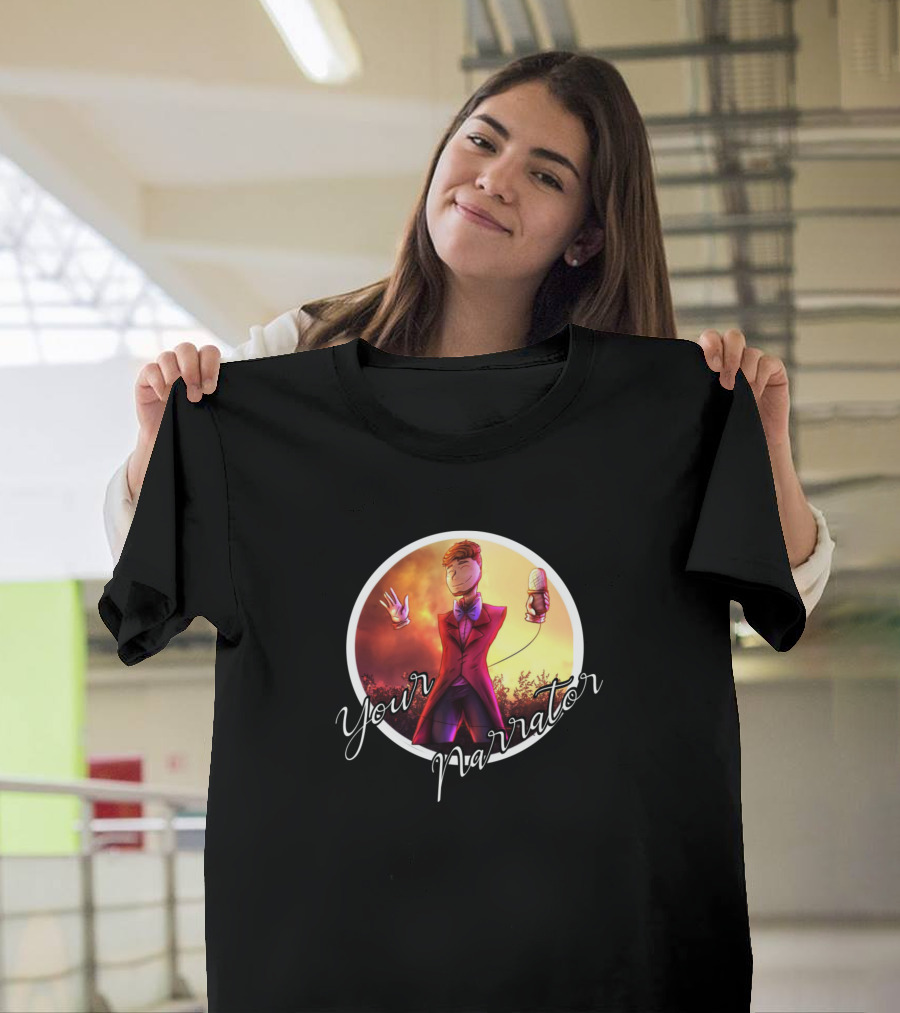 Your Narrator Cartoon Character with Microphone in Circle T-Shirt