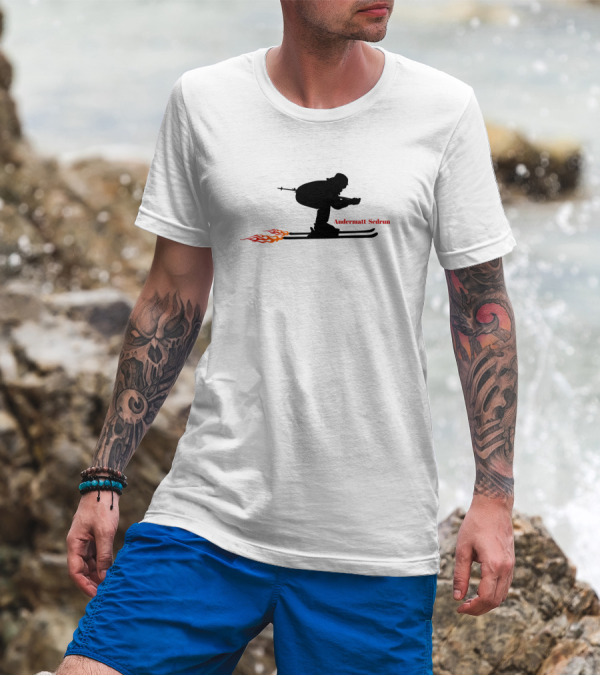 Andermatt Sedrun Switzerland Skier With Flame Trail T-Shirt