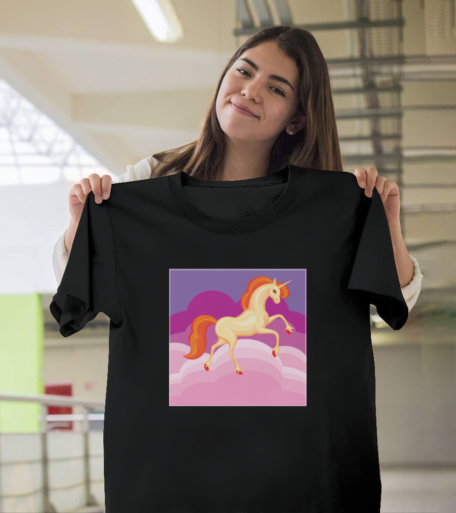 Christmas Magical Unicorn in Colorful Cloudscape T-Shirt