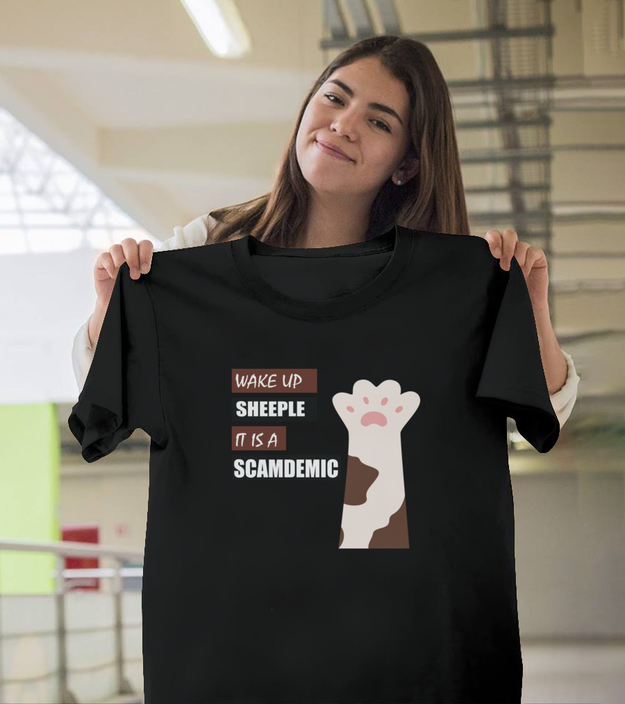 Wake Up Sheeple It Is A Scamdemic Paw Prints T-Shirt
