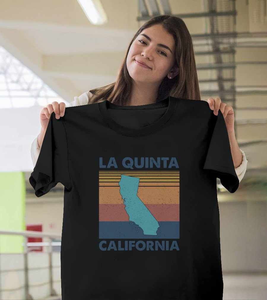 La Quinta California Vintage California Map Retro Stripe T-Shirt
