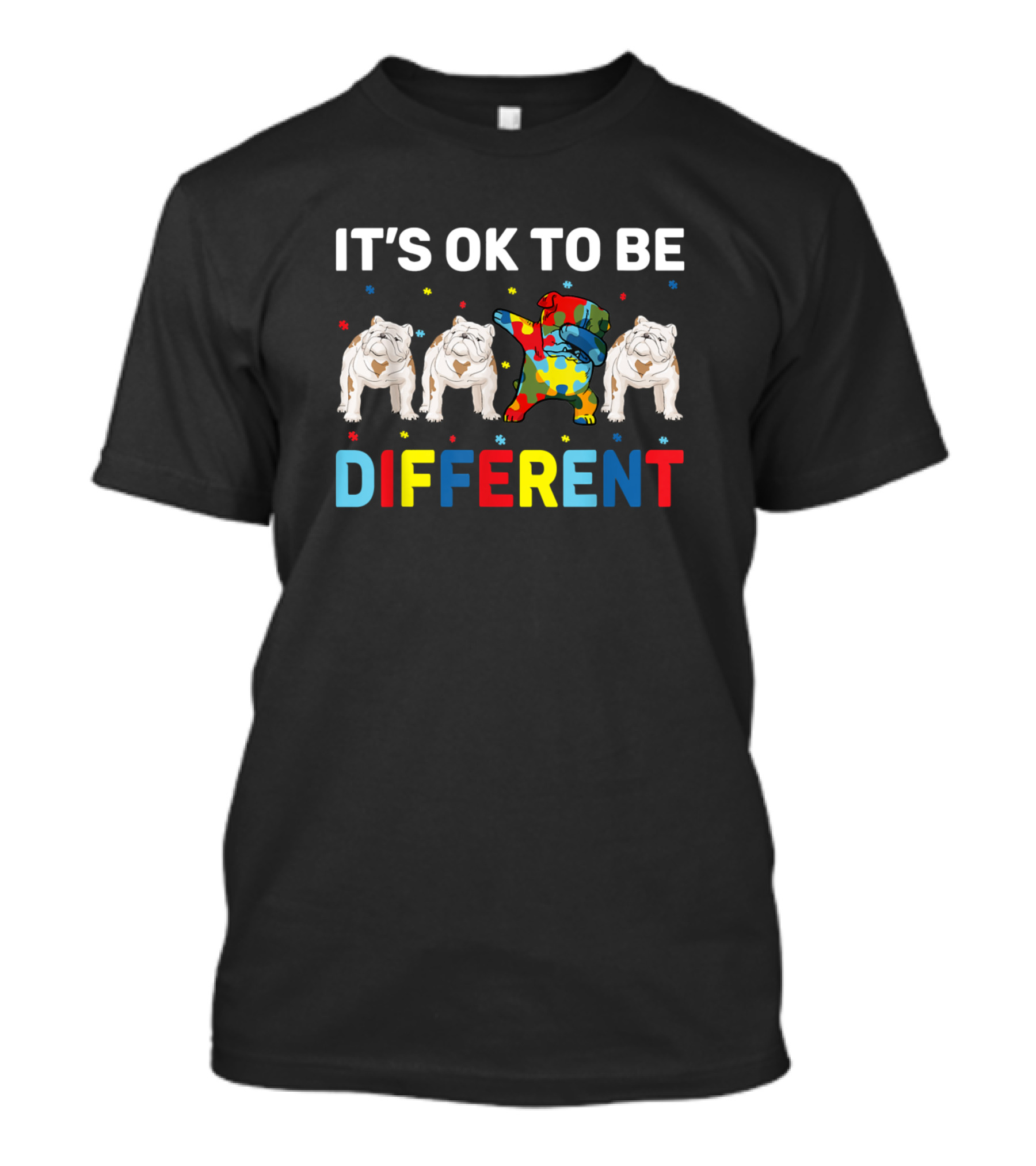 It's OK To Be Different Autism Awareness Day Funny Dabbing English Bulldog T-Shirt