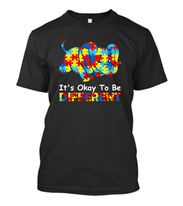 Autism Awareness Elephant It's Okay To Be Different Puzzle T-Shirt