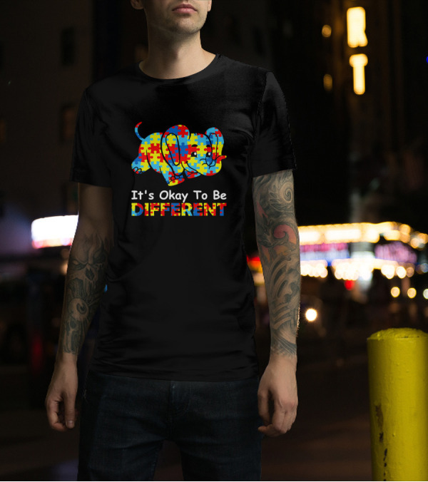 Autism Awareness Elephant It's Okay To Be Different Puzzle T-Shirt