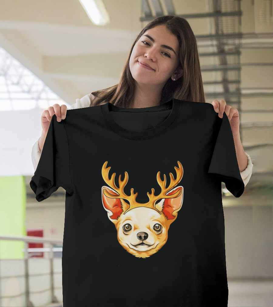 Christmas Chihuahua Reindeer Antlers T-Shirt