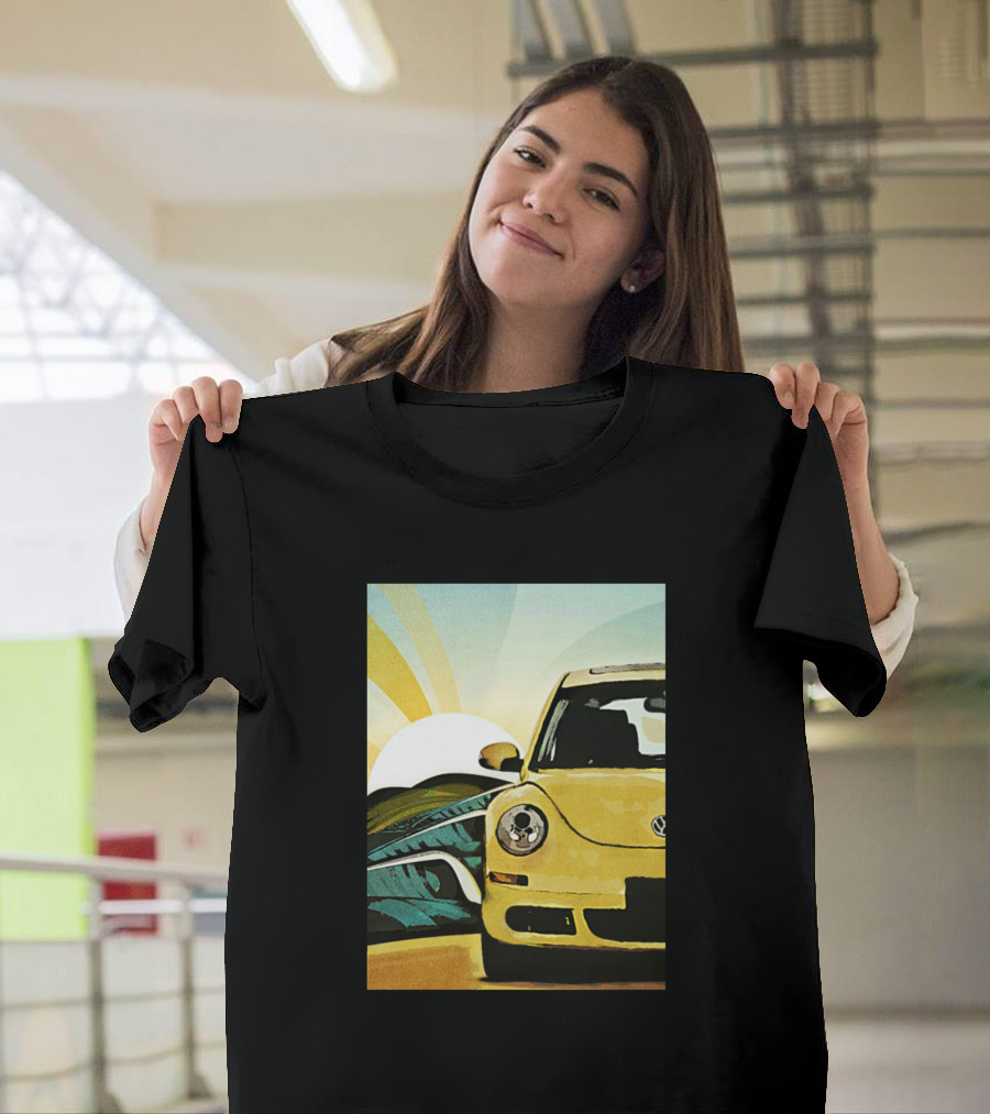 Volkswagen Beetle Surf Wave Swell Sunset T-Shirt