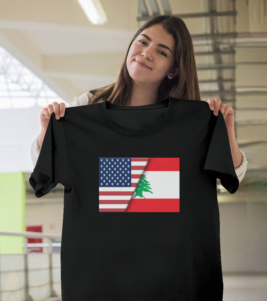 Usa Flag Lebanon Lebanese Flag Immigrant Ancestry Unity Heritage T-Shirt