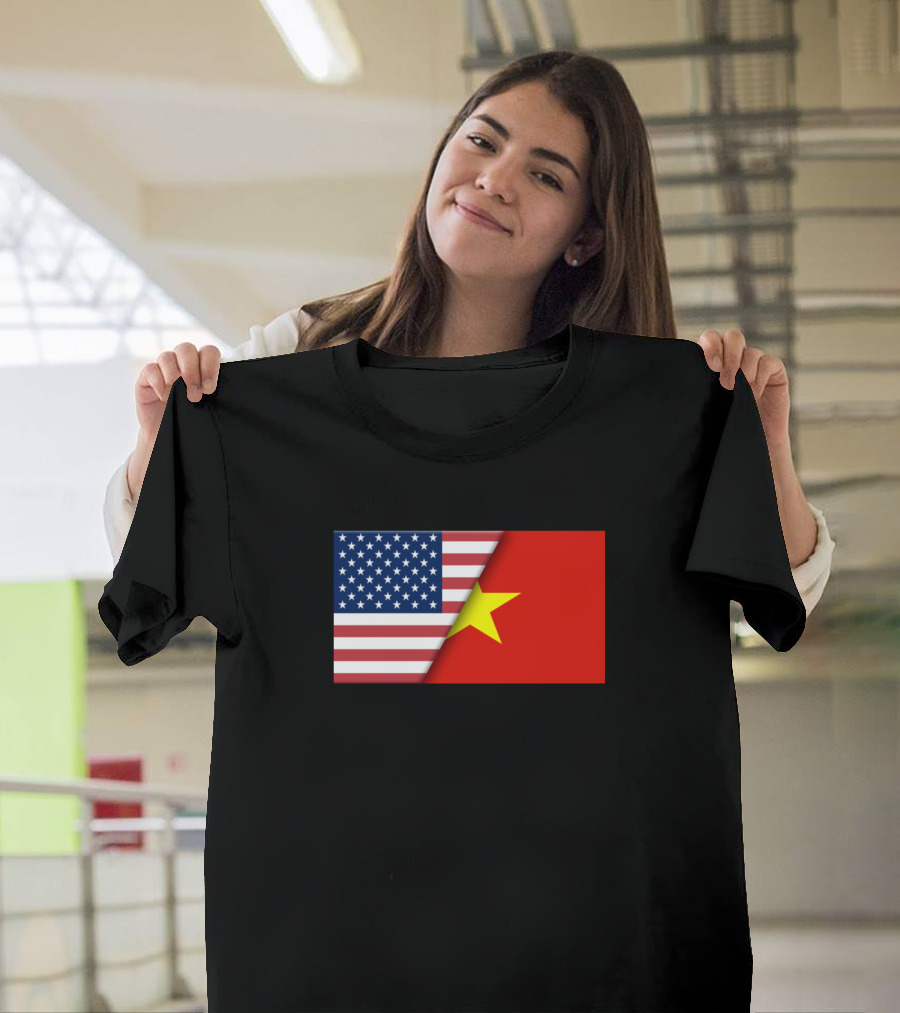 USA Flag Vietnam Vietnamese Flag Immigrant Ancestry T-Shirt