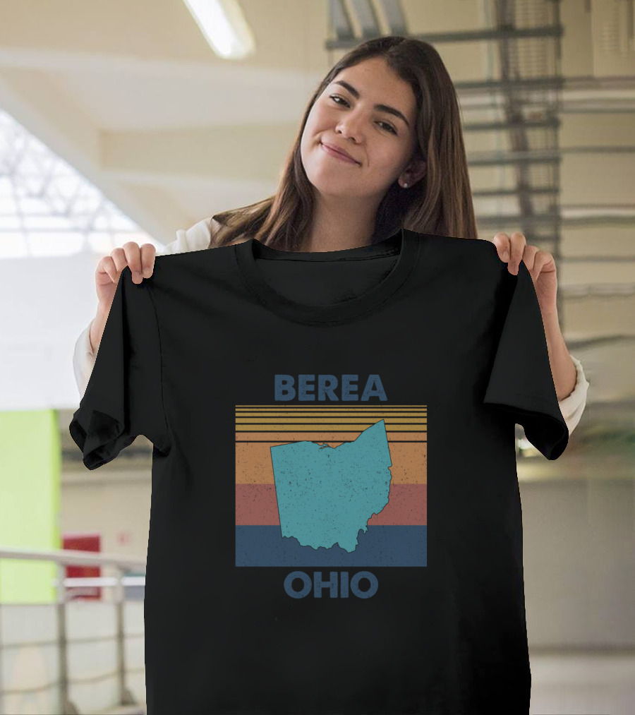 Berea Ohio Vintage Stripes Map T-Shirt