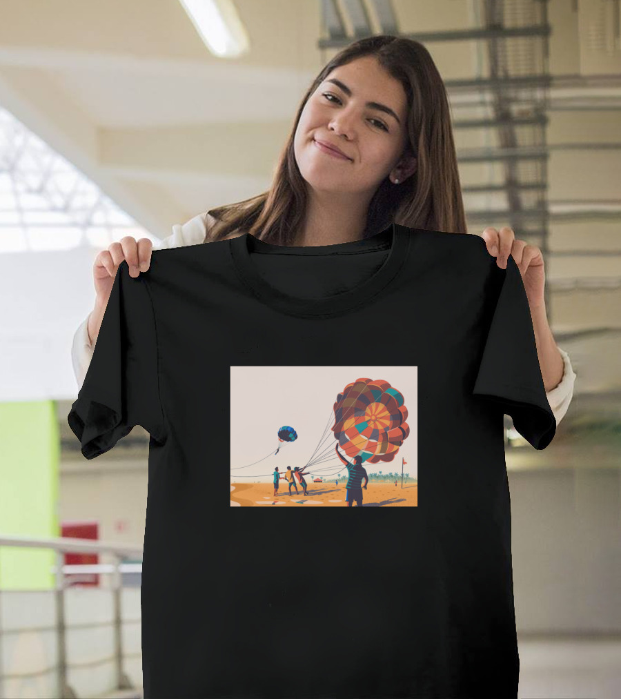 Getting Ready To Take Flight Colorful Parachute Adventure Scene T-Shirt