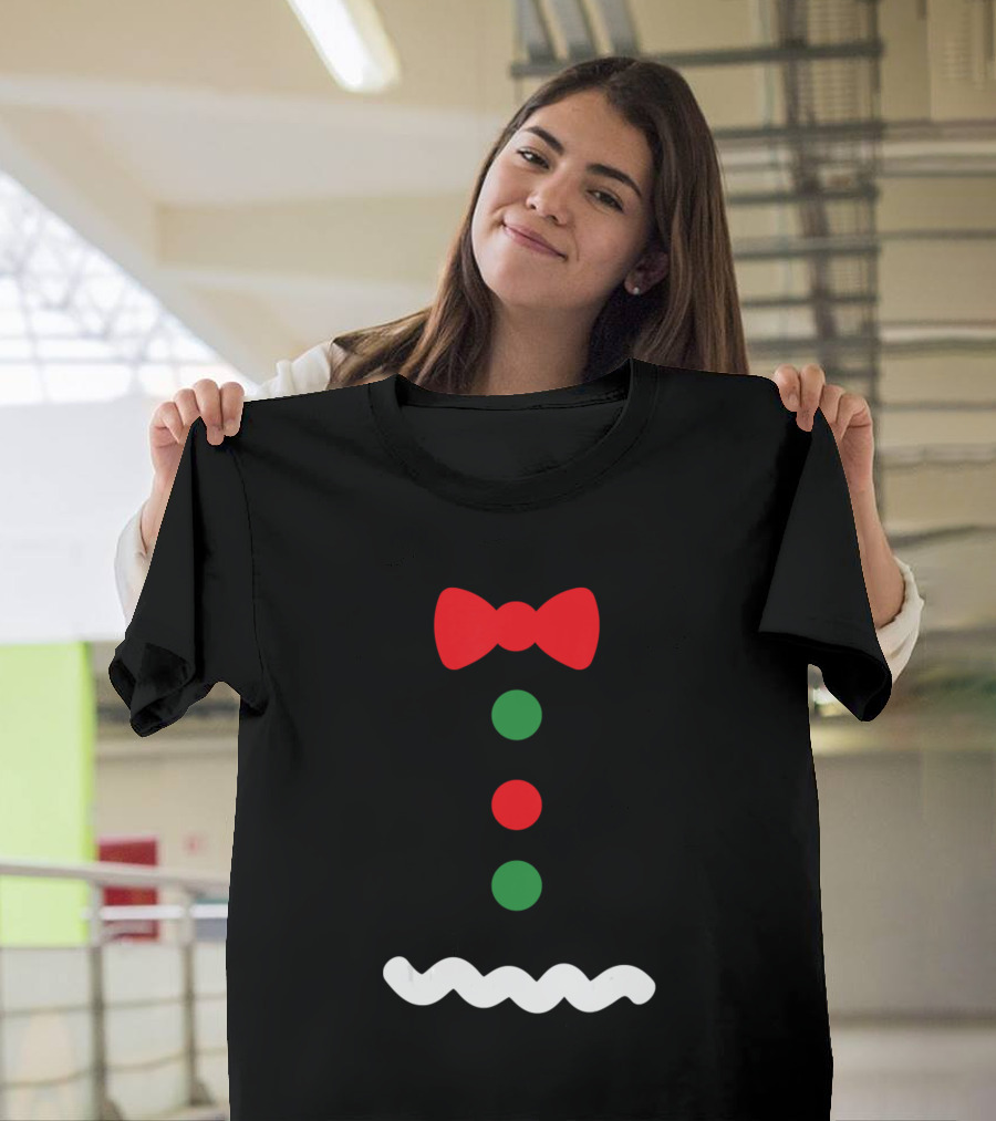 Ginger Bread Man Holiday Costume Christmas Cookie Bow Tie Colors T-Shirt
