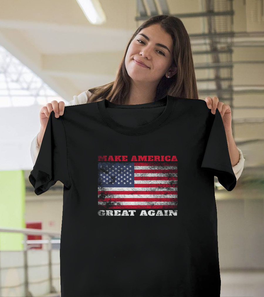 Make America Great Again Distressed American Flag T-Shirt