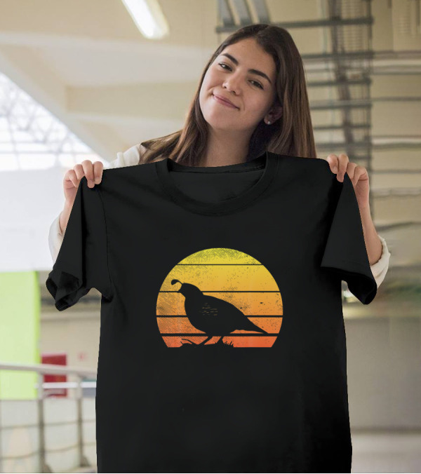 Quail Bird Sunset Retro Pheasant Hunting Bow Hunter T-Shirt