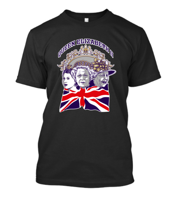 Queen Elizabeth II Three Faces Of The Legend Union Jack T-Shirt