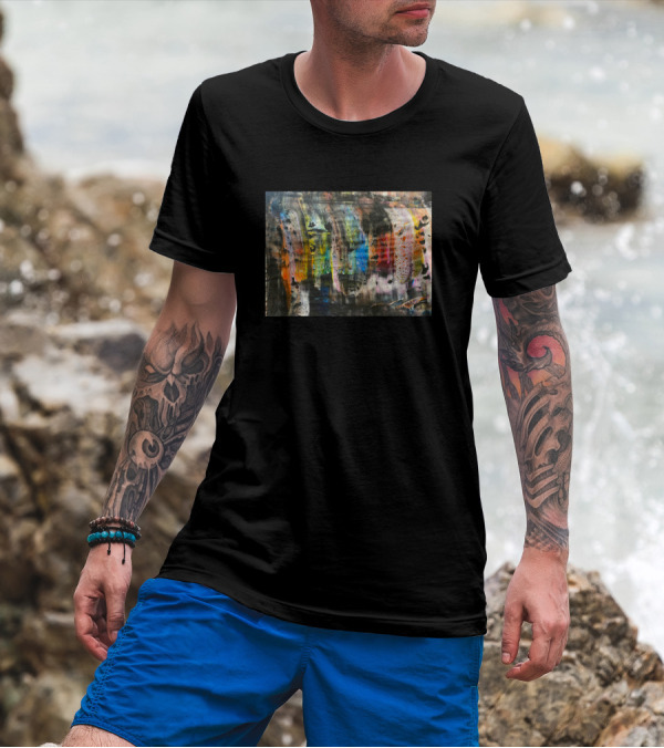 Rainbow Streaks On Abstract Canvas T-Shirt