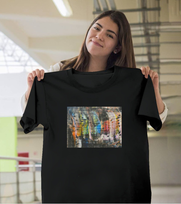 Rainbow Streaks On Abstract Canvas T-Shirt