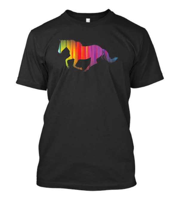 Rainbow Running Horse Riding Graphic Horseback T-Shirt
