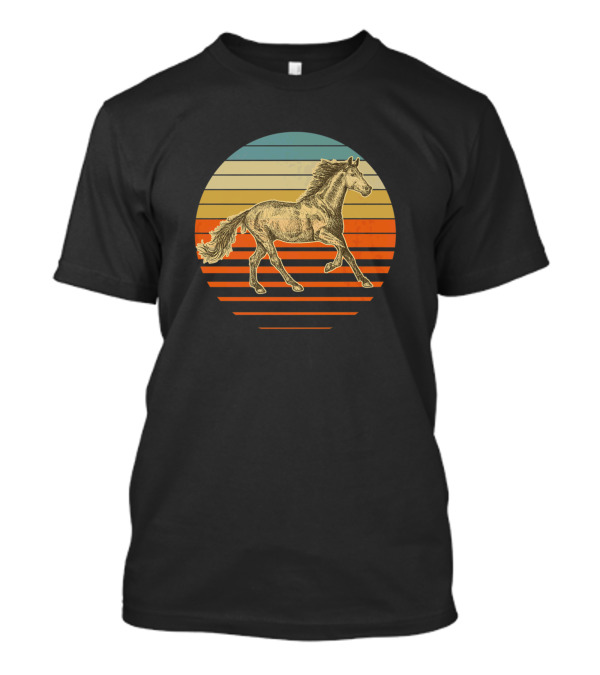 Retro Vintage Horse Racing Equestrian Sunset T-Shirt