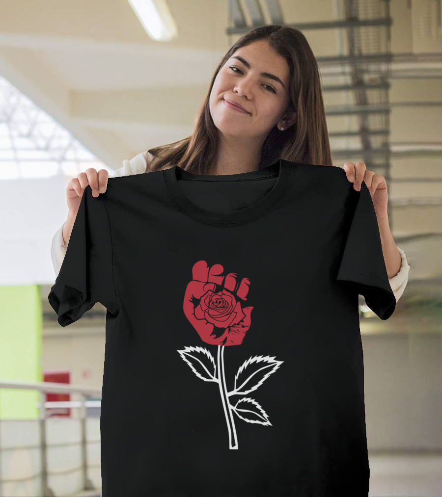 Rose Fist Women Resist Female Rights Empowerment T-Shirt