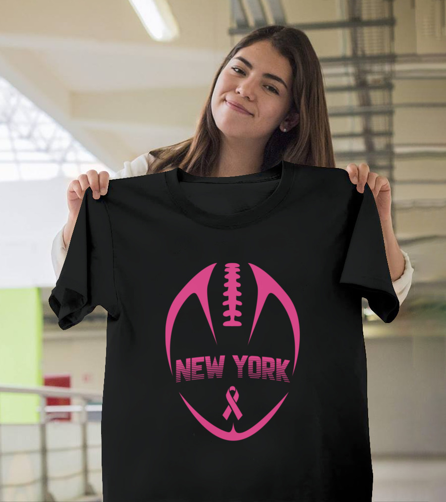 New York Pro Football Pink Ribbon Breast Cancer Awareness T-Shirt