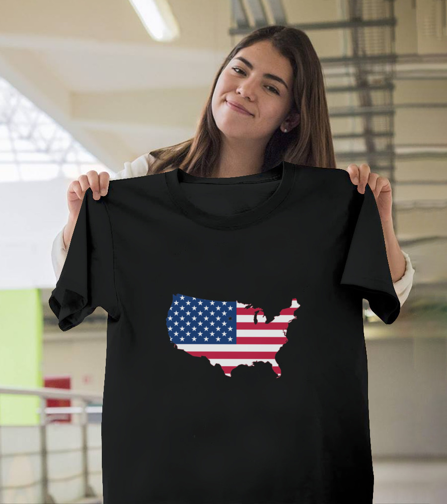 Born in the USA American Flag Map T-Shirt