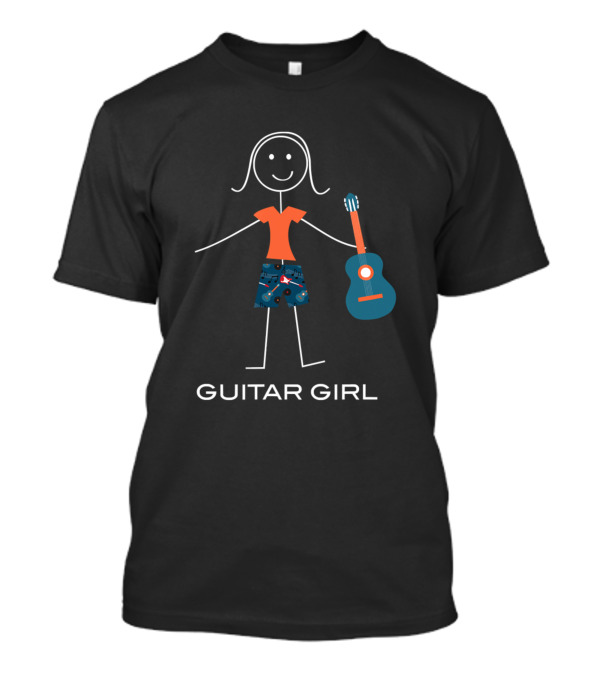 Guitar Girl Funny Womens Music Stick Figure T-Shirt