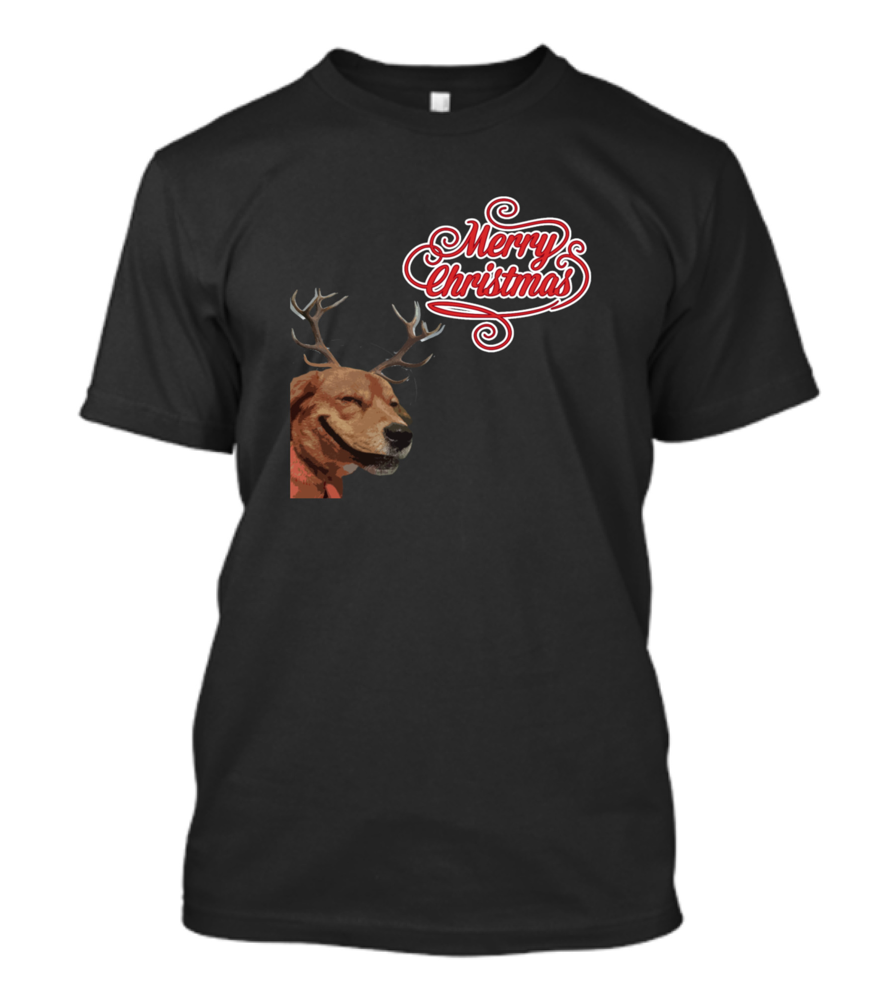 Merry Christmas Dog With Antlers T-Shirt