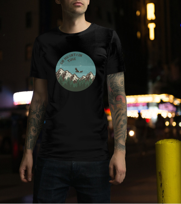 On Mountain Time Vintage Nature Scene With Mountains And Bird T-Shirt