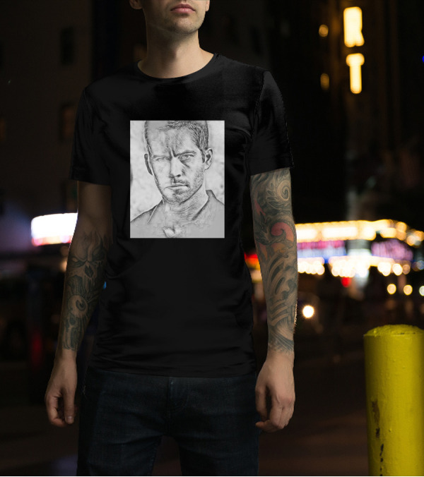 Paul Walker Sketch Portrait T-Shirt