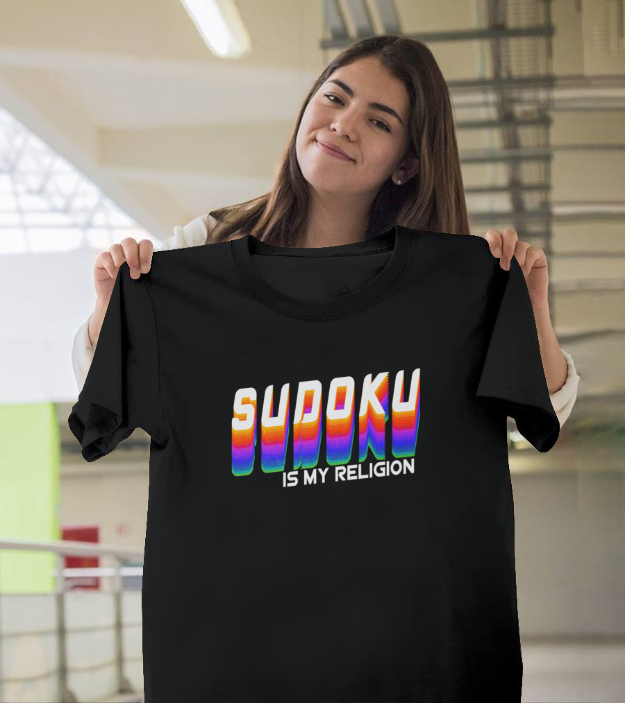 Sudoku Is My Religion Retro Gradient Text T-Shirt