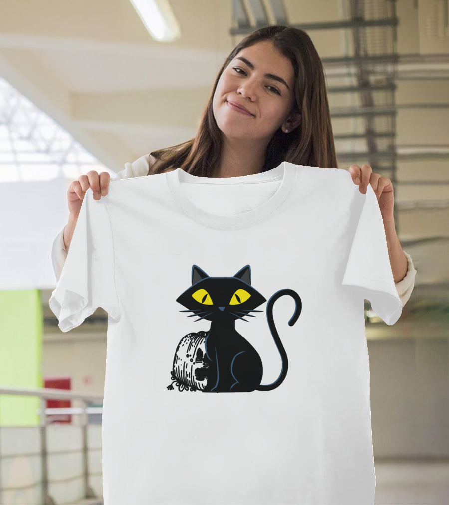 Halloween Pumpkin and Black Cat Kit Funny Cats T-Shirt