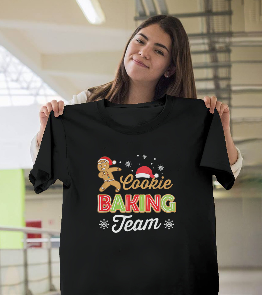 Cookie Baking Team Holiday Fun with Gingerbread and Santa Hat T-Shirt