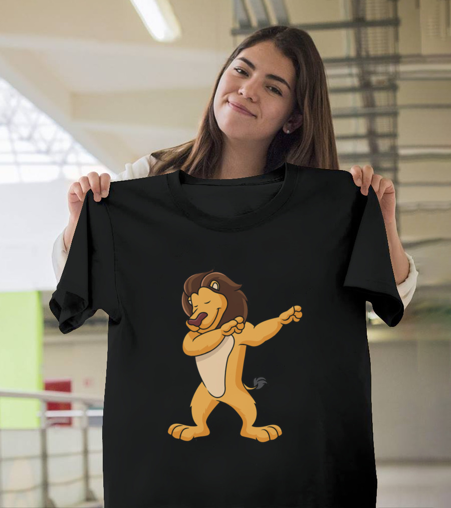 Dabbing Lion Meme Dab Cat Dance Lion Print T-Shirt