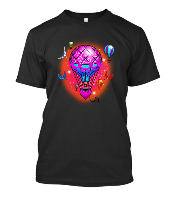 Delivering The Stars With Vibrant Balloons And Birds At Sunset T-Shirt