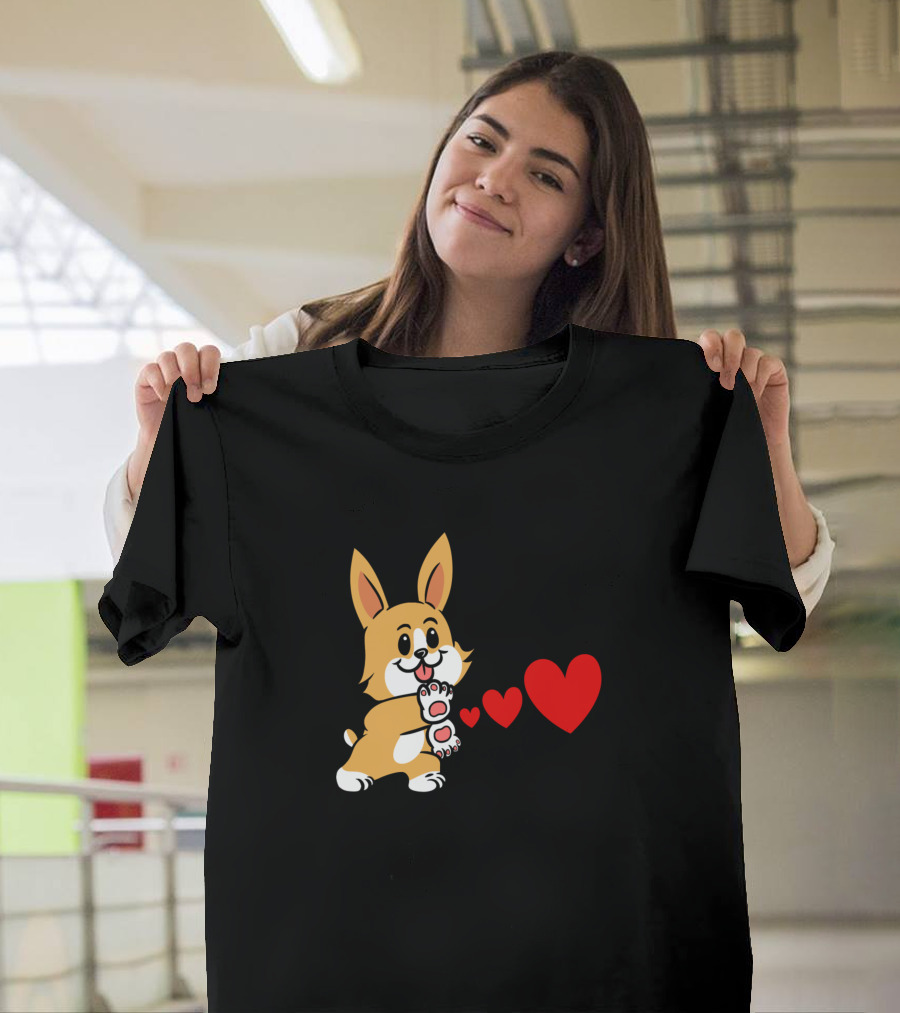 Funny Corgi Throwing Hearts with Playful Dog Charm T-Shirt