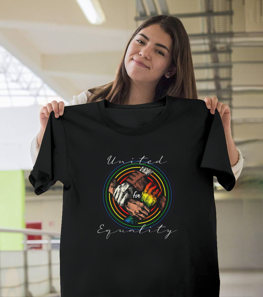 United For Equality Handshake in Multicolor Circle T-Shirt