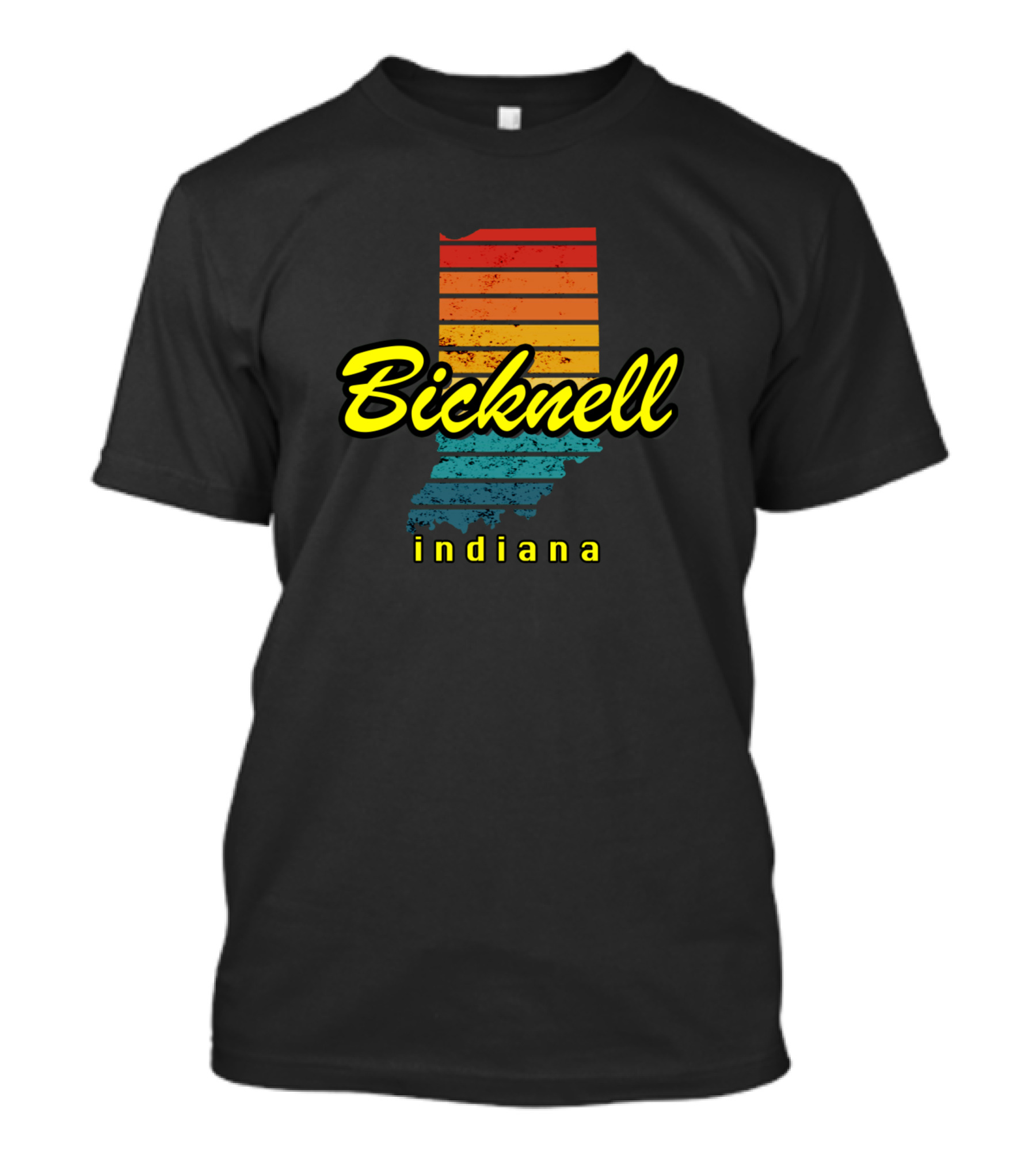 Bicknell Indiana Retro Stripes Map T-Shirt