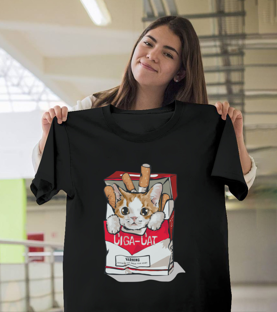 Ciga Cat Warning Heart T-Shirt
